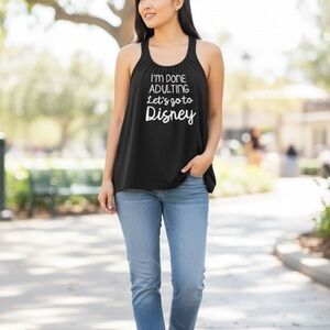 Disney Graphic Print Racerback Tank Top Black Sleeveless Scoop Neck XL